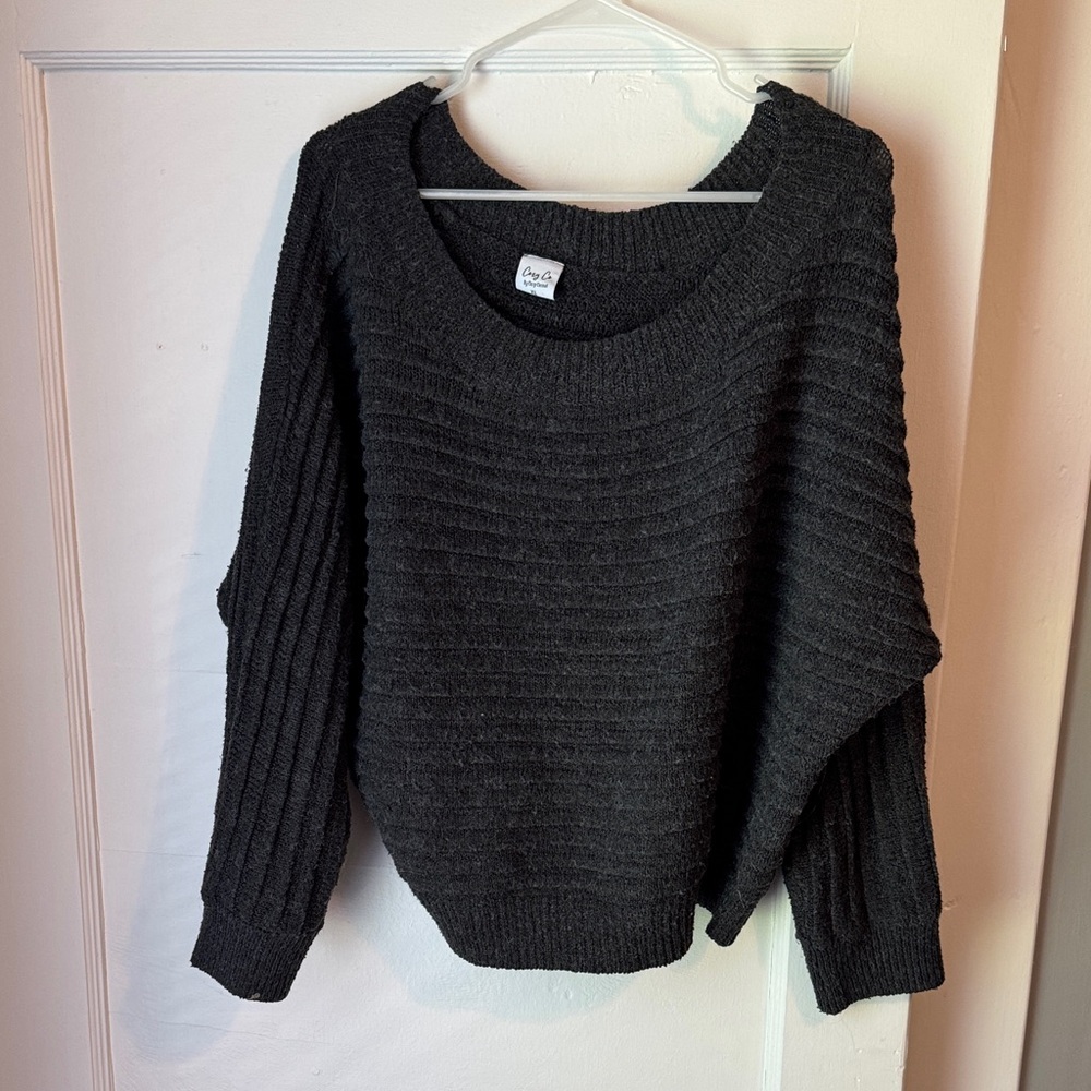 Cozy Casual Black Ribbed Sweater
